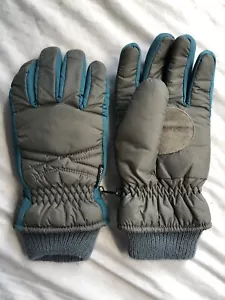 Vintage Thinsulate Gloves Men’s Retro Ski Winter Gear 70s 80s 90s Teal Blue Gray - Picture 1 of 4