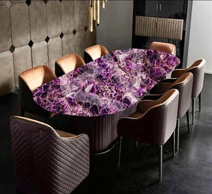 Oval Amethyst Table, Amethyst Geode Table, Amethyst Coffee Table Top, Home Decor - Picture 1 of 15