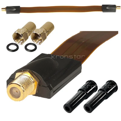 MAXTRACK SAT Fensterdurchführung 30cm KUPFER Flachkabel SLIM FLACH Fenster Tür Vergoldet