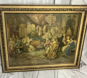 Vintage gerahmter Mozart am Hof von Marie Antoinette 22x26 Druck 1940er - Bild 1 von 15