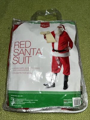Men's 6-Pc Flannel Santa Claus Christmas Costume Suit, one size , cosplay - Image 1 of 3