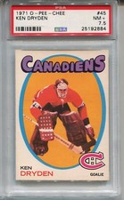 1971 O-Pee-Chee OPC Hockey #45 Ken Dryden Rookie Card Graded PSA 7.5 Nr MINT+