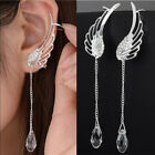 Silver Angel Wing Crystal Earrings Drop Dangle Ear Stud For Women Jewellery