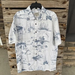 Quiksilver Waterman Shirt Men’s L Hawaiian Islands Short Sleeve Button Up - Picture 1 of 6