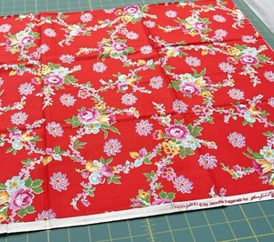 90cm Claudia Happy Land Jennifer Paganelli Floral Cotton Quilting Fabric OOP - Picture 1 of 7
