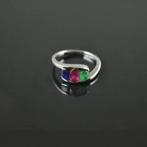 Anillo Rubí Esmeralda Zafiro Azul, Anillo Apilable, Anillo Plata de Ley 925, Regalo - Imagen 1 de 9