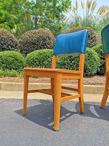 (4) Gunlocke Side Chairs - Blue leather - UPS shippable Cover