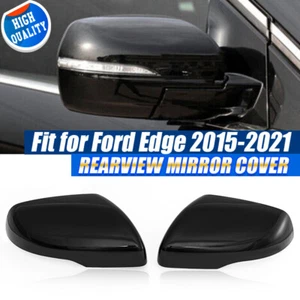 LH+RH Side Black Mirror Housing Cover Cap W/ Turn Signal For Ford Edge 2015-2021 - Picture 1 of 10