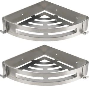 "Bathroom Shower Caddy 2 Pack, No Drill 304 Stainless Steel Corner Shelf Organiz - Picture 1 of 12