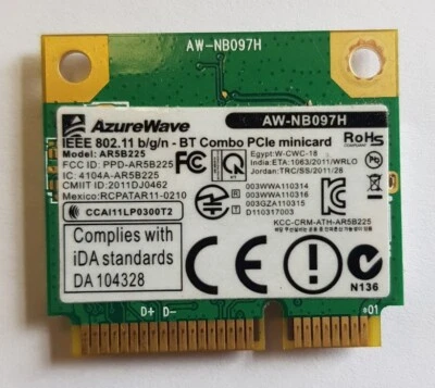 Azurewave AR5B225 AW-NB097H Mini PCI Express 802.11bgn für Asus S56CM Notebook - Bild 1 von 2
