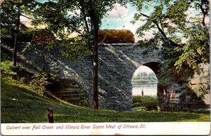 Düker über Fall Creek & Illinois River Ottawa Illinois Postkarte - Bild 1 von 2