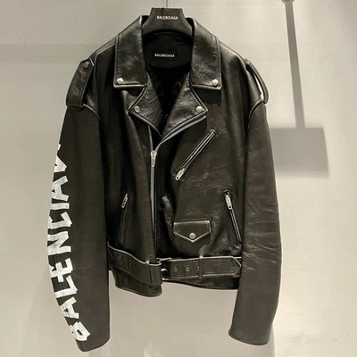 Balenciaga Painted Leather Biker Jacket - Image 1 of 4