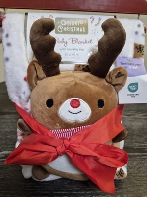 Rudolph Baby Blanket & Plush Toy Set 30x40in Christmas Reindeer Gift NWT - Image 1 of 4