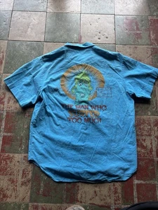 Vintage 1987 Ocean Pacific The Man Who Survived Too Much Button Up Shirt Size L - Picture 1 of 6