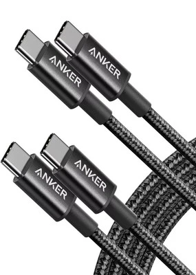 NEW 2 PACK  Anker 6ft Braided 60W PD  Charger Cable USB C to USB C Fast Charging - Image 1 of 4