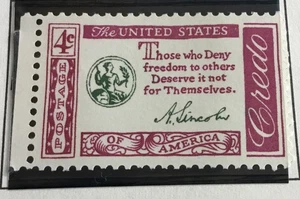 1960 Abraham Lincoln Credo 4 Cents U.S. Postage Stamp - Picture 1 of 1