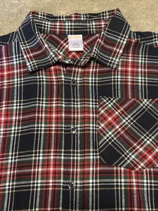 NWOT Gymboree Flannel Plaid Shirt Boys Large Christmas Navy Blue Red Lightweight - Picture 1 of 8