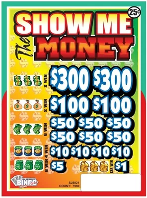 NEU .25c Pull Tickets SHOW ME THE MONEY .25c - Instant Tabs - Bild 1 von 2