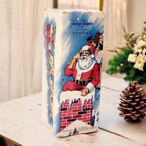 Contenedor de caramelos de cartón Fanny Farmer Santa in Chimney años 30 chimenea EE. UU. 8" - Imagen 1 de 23
