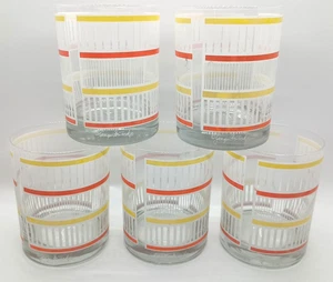 5 Georges Briard Vintage MCM Lowball Old Fashioned Rocks Glasses Yellow Orange - Picture 1 of 19