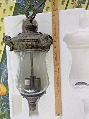 Trans Globe Lighting 4713 PTB pátina bronce poste luz vidrio acanalado transparente 3 Foto 1 de 4