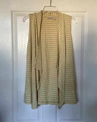 LOGOTIPO por Lori Goldstein Suéter Listrado Colete de Malha Limão Fosco Pequeno A301991 - Imagem 1 de 3