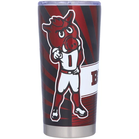 Arkansas Razorbacks 20oz. Stainless Steel Mascot Tumbler Cover