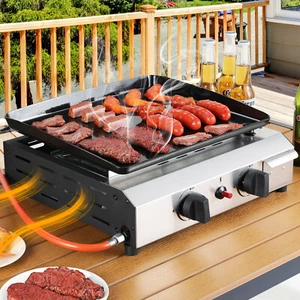 2 Flammig Campingkocher Outdoor Gas Kocher Grillplatte Doppel Kartuschenkocher - Bild 1 von 10
