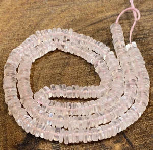 Handmade Rose Quartz Rondelle Beads, AAA+ Quality Quartz Cabochon Beads 5mm. - Picture 1 of 5