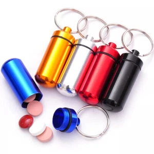 Portable Pill Holder WaterProof Mini Aluminum Keychain Medicine Box Survival - Picture 1 of 16