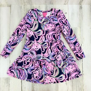 Lilly Pulitzer Mini Arlette Dress Flock to the Top Flamingo Girls M 6 7 EUC - Picture 1 of 9