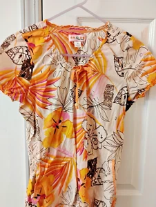 Koi 2 Pocket Tropical Tahiti Scrub Top Size S - Picture 1 of 1