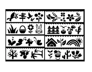 8 Stencils Nature Birds Bunny Garden Mix Drawing Painting Arts Crafts Templates - Picture 1 of 1