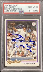 Ron Guidry Signed 1978 Topps #135 Card NY Yankees PSA/DNA Autograph Gem Mt 10