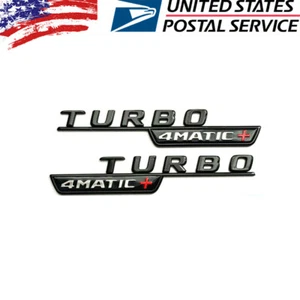 TURBO 4MATIC+ PLUS Fender For AMG Emblem Gloss Black Badge E53 CLS53 GLE53 GT53 - Picture 1 of 3