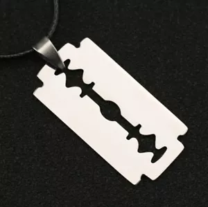 COLLANA CIONDOLO RAME DI RASOIO IN ACCIAIO INOX ARGENTO IDEA REGALO UOMO - Foto 1 di 8