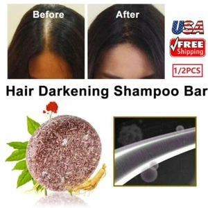 2× Hair Darkening Shampoo Bar Nourishing Scalp Natural Anti Hair Loss Black Soap - Picture 1 of 14