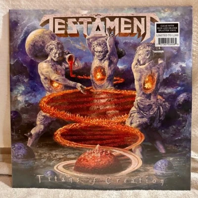TESTAMENT - Titans of Creation Clear with  Blue & Orange Splatter Vinyl 2xLP NEW - Image 1 of 3