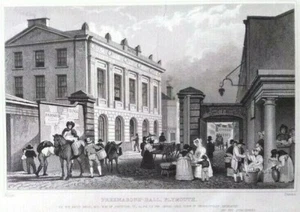 Plymouth FREEMASONS HALL Devon After Allom Original Engraved Print c1832 - Picture 1 of 1