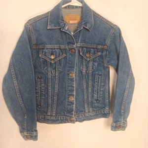 Vintage Levis Denim Jacket Red Tab - YOUTH Kids Size Large Made in USA - Picture 1 of 18