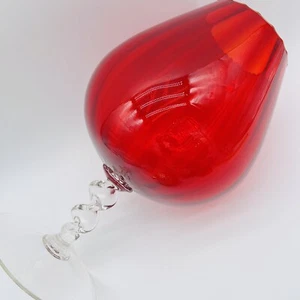 Empoli Vase Snifter Optic Glass 12” Red With Clear Twisted Stem Glows - Picture 1 of 7