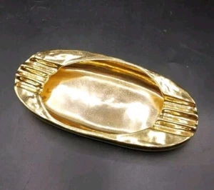 RARE Hazel HANNELL 22kt Gold Ashtray MCM 1950's Oblong Pottery HTF 8.5" - Picture 1 of 24