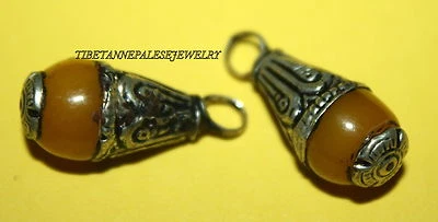 2 Nepalese Beads Tibet Beads handmade beads Amber resin beads Yoga B118 - Image 1 of 3