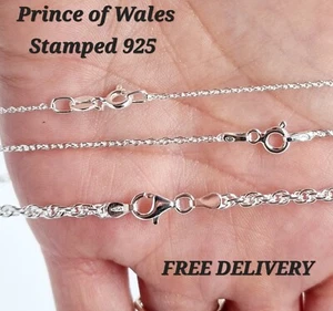 925 STERLINGSILBER MASSIV VERDREHTE PRINCE OF WALES HALSKETTE - VERSCHIEDENE GRÖSSEN - Bild 1 von 35