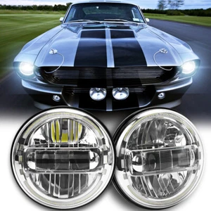 Newest Chrome Pair 7" Round Led Headlights Halo DRL For Ford Mustang 1965-1973 - Bild 1 von 12