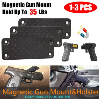 1-3 PCS Gun Magnet Mount Magnetic Holder Holster Concealed Pistol Car Desk Bed - Image 1 of 4