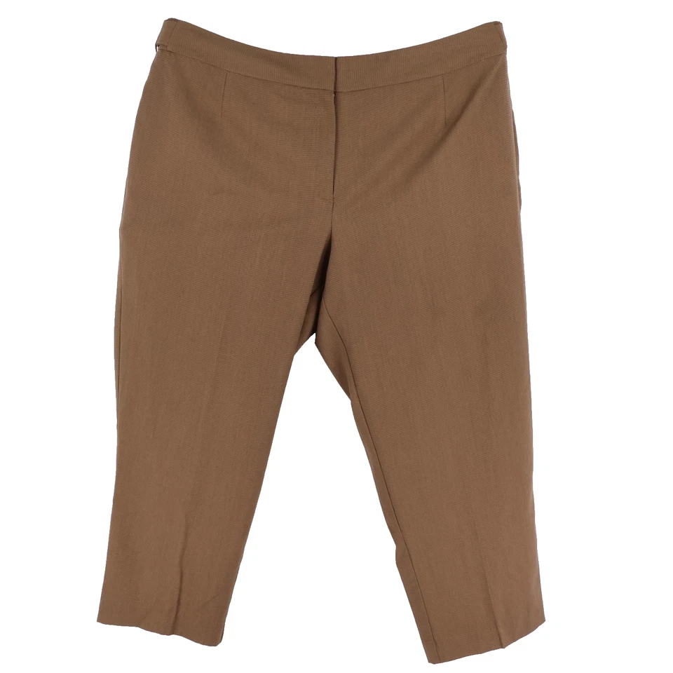 Pantalones de vestir Relativity para mujer talla Plus 24W marrón a cuadros mezcla de poliéster Foto 1 de 4