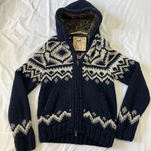 Men’s Hollister California L Zip Up Hooded Sweater 2 Pockets Navy - Picture 1 of 15