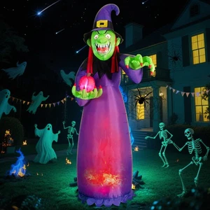 10 Fuß Halloween Aufblasbare Dekorationen, Aufblasbare Hexe mit integrierter LED Magie... - Bild 1 von 6