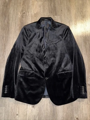 J. Ferrar Evening Edition Rich Black Velvet Blazer Jacket Mens Size 40R Slim Fit - Image 1 of 4